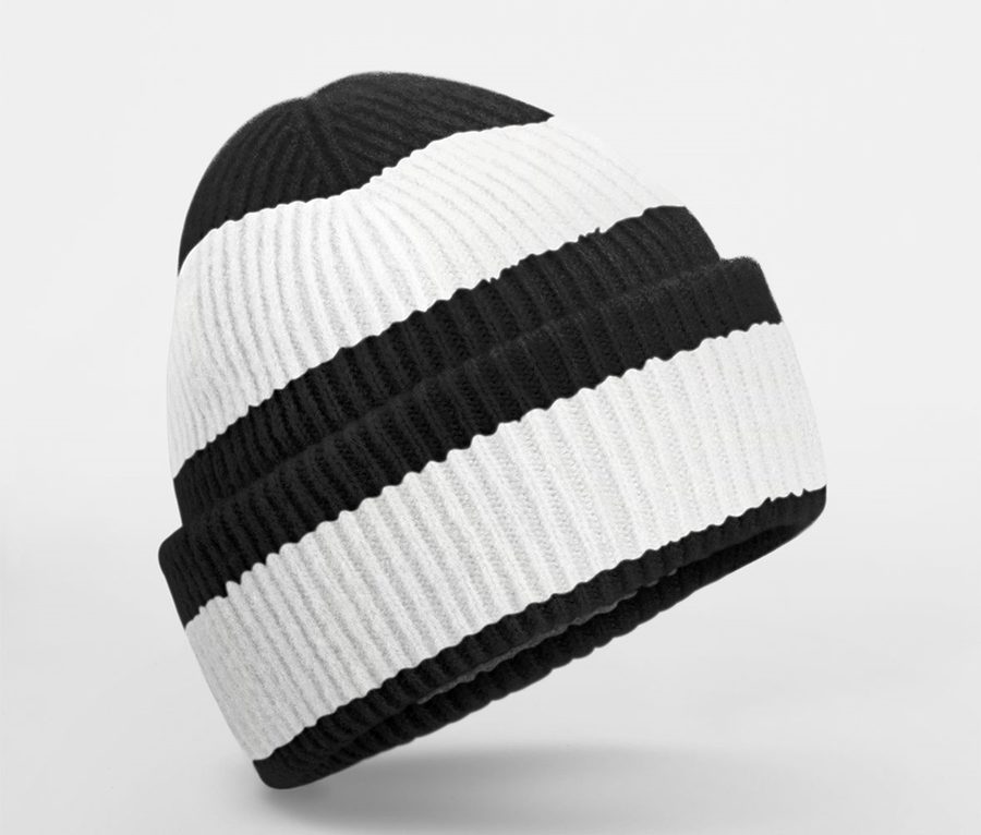 COLOUR BLOCK BEANIE — Farbe BLACK/SOFT WHITE