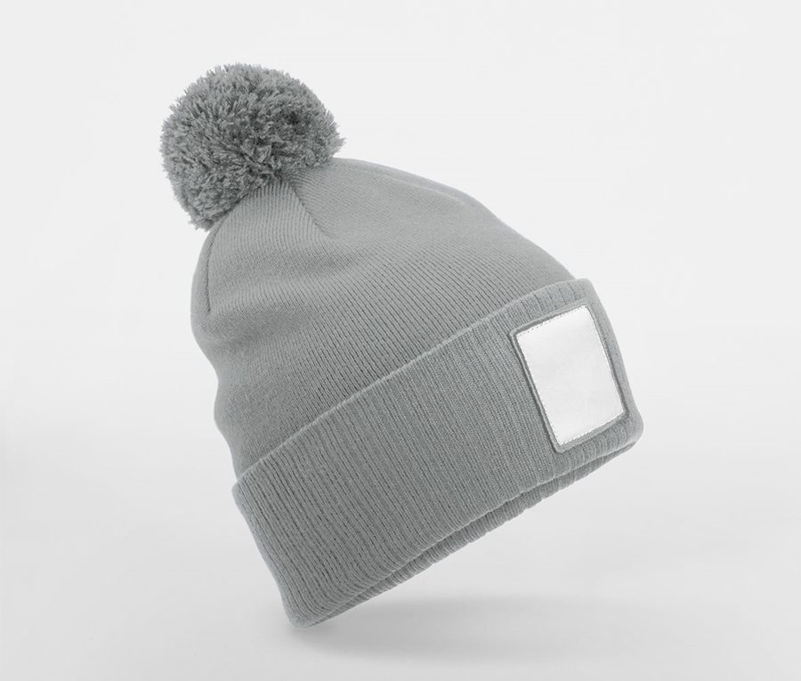 APPLIQUÉ PATCH POM BEANIE — Farbe ASH / WHITE