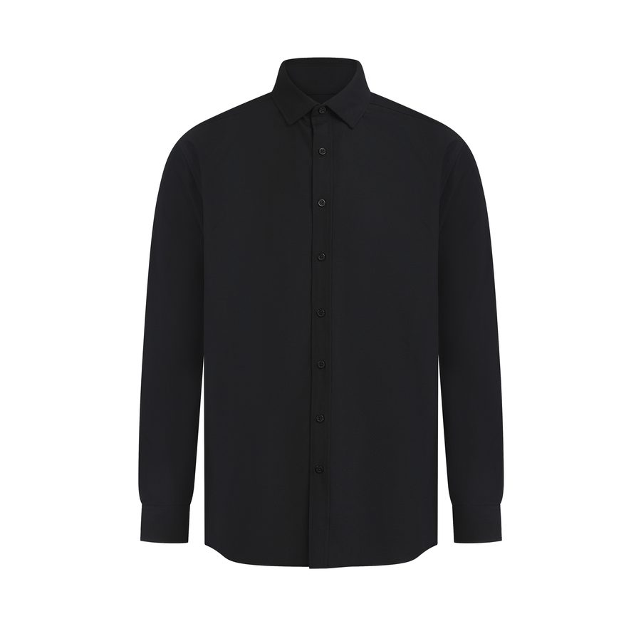 MEN'S LONG SLEEVED 'COTTON FEEL' COOLPLUS® SHIRT — Farbe BLACK