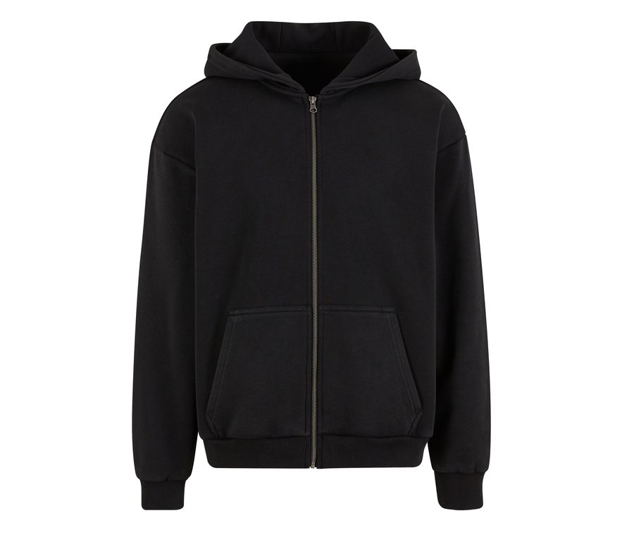STONEWASH HEAVY ZIP HOODIE — Farbe BLACK