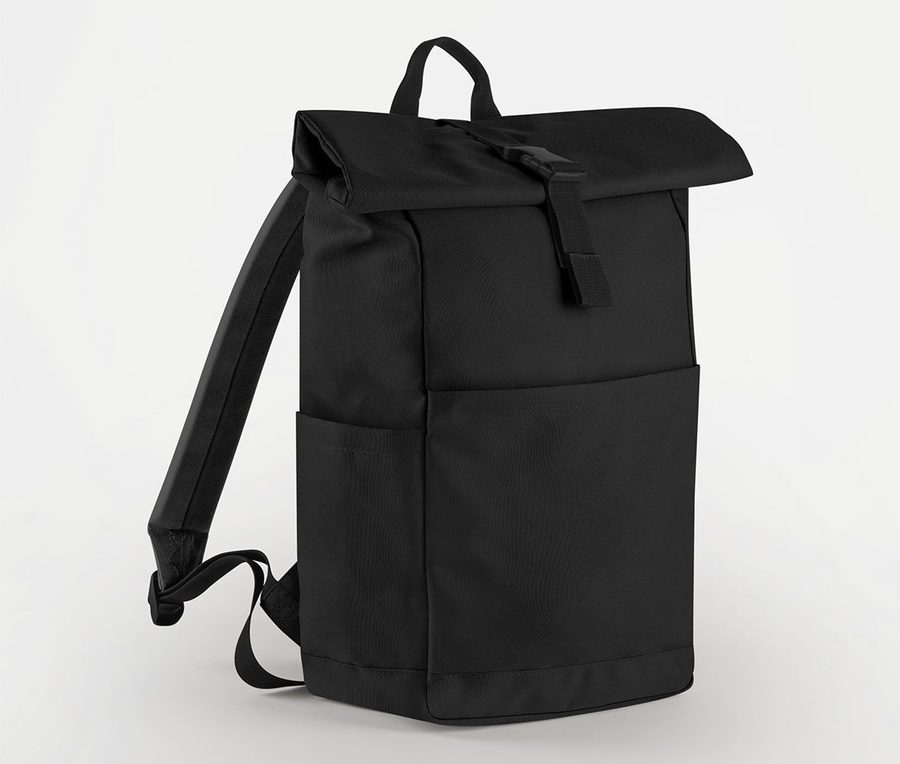 PREMIUM RECYCLED ROLL TOP BACKPACK — Farbe BLACK