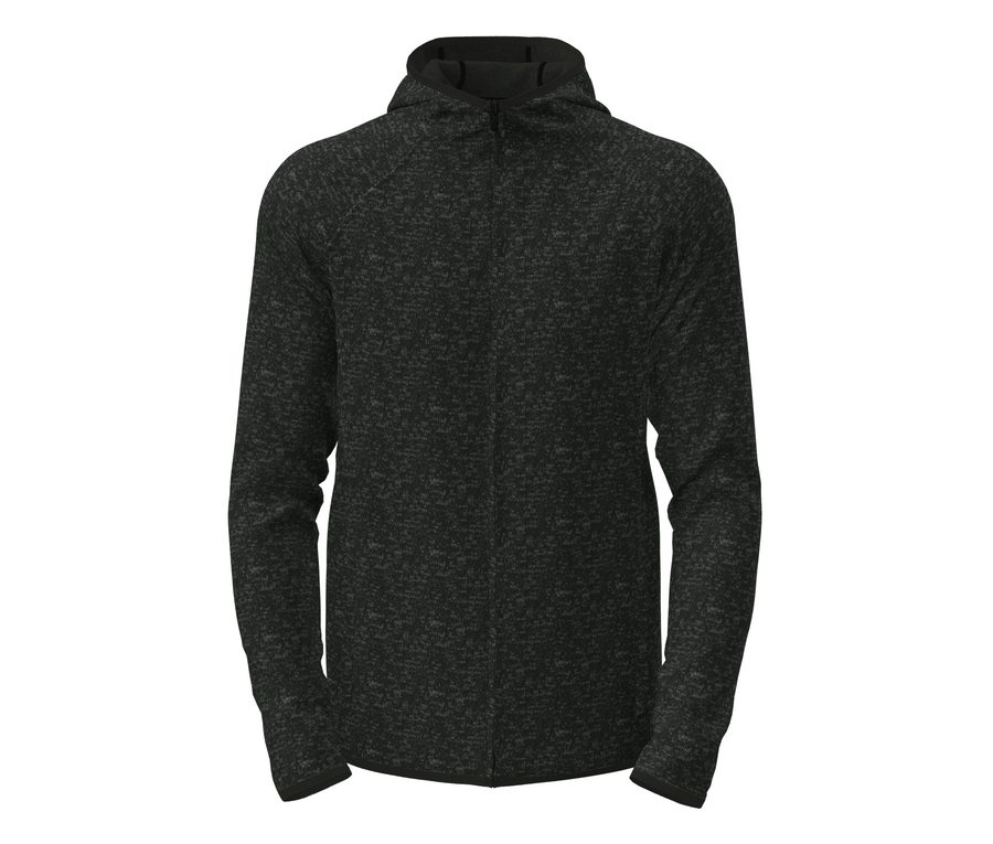 LUX HOODED KNITFLEECE JACKET FOR MEN — Farbe BLACK OPAL HEATHER