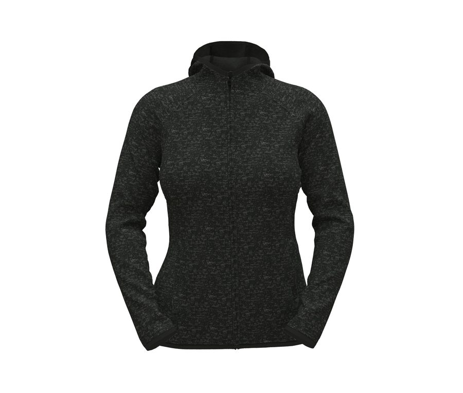 LUX HOODED KNITFLEECE JACKET FOR WOMEN — Farbe BLACK OPAL HEATHER