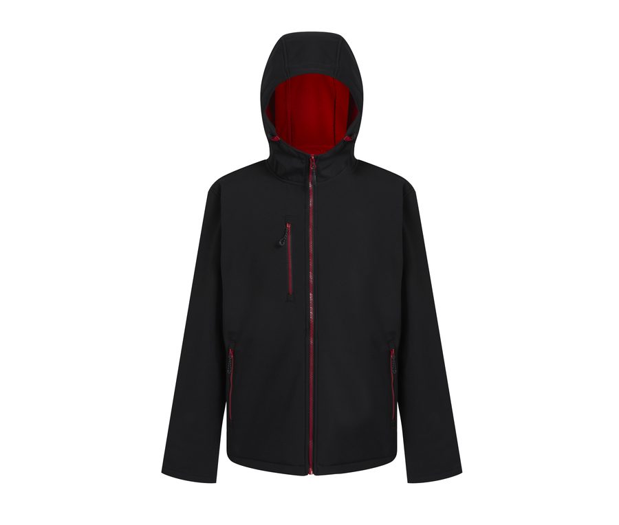 NAVIGATE 2 LAYER HOODED SOFTSHELL JACKET — Farbe BLACK / CLASSIC RED