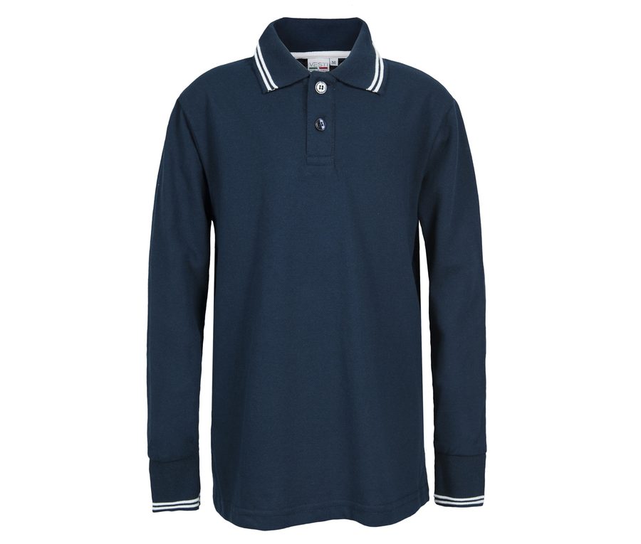 KIDS’ LONG SLEEVE PIQUÉ POLO SHIRT — Farbe NAVY/WHITE