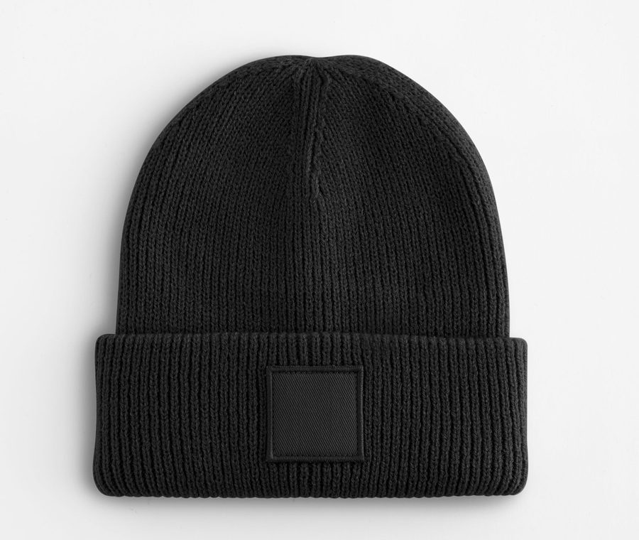 KIDS DEEP CUFFED TONAL PATCH BEANIE — Farbe BLACK