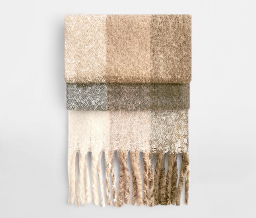 FLUFFY CHECK SCARF — Farbe BROWN CHECK