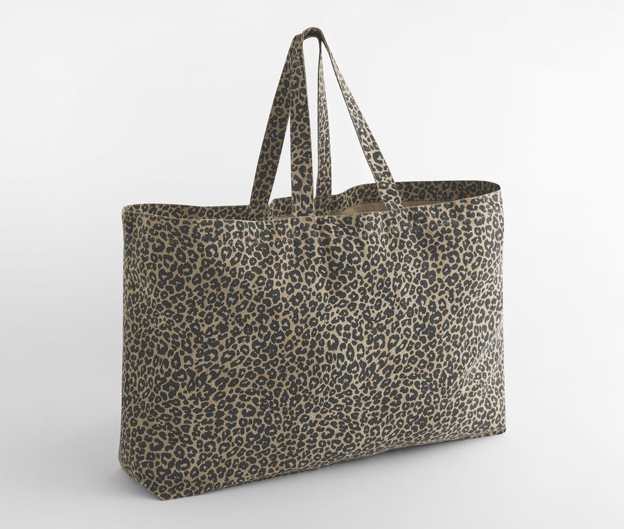 LEOPARD PRINT CANVAS OVERSIZED TOTE BAG — Farbe VINTAGE LEOPARD PRINT