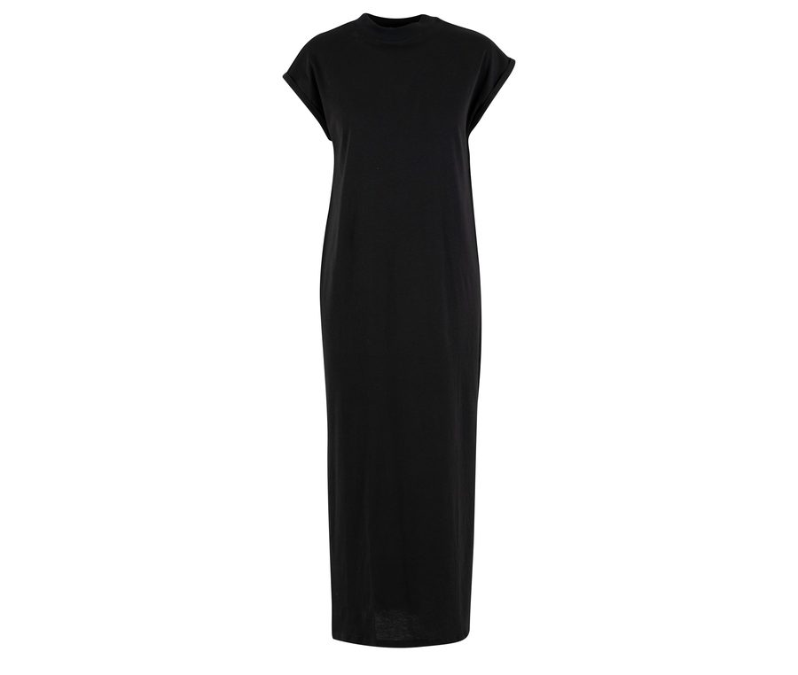 LADIES LONG EXTENDED SHOULDER DRESS — Farbe BLACK