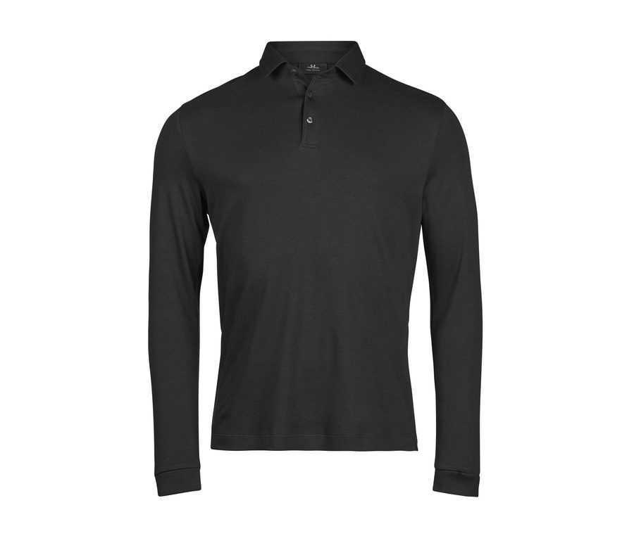 PIMA COTTON LONG SLEEVE POLO — Farbe BLACK
