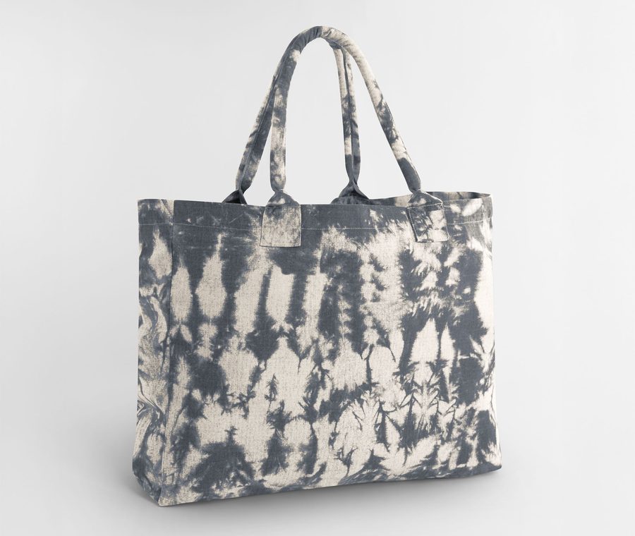 TIE DYE CANVAS TOTE BAG — Farbe NATURAL BLACK TIE DYE