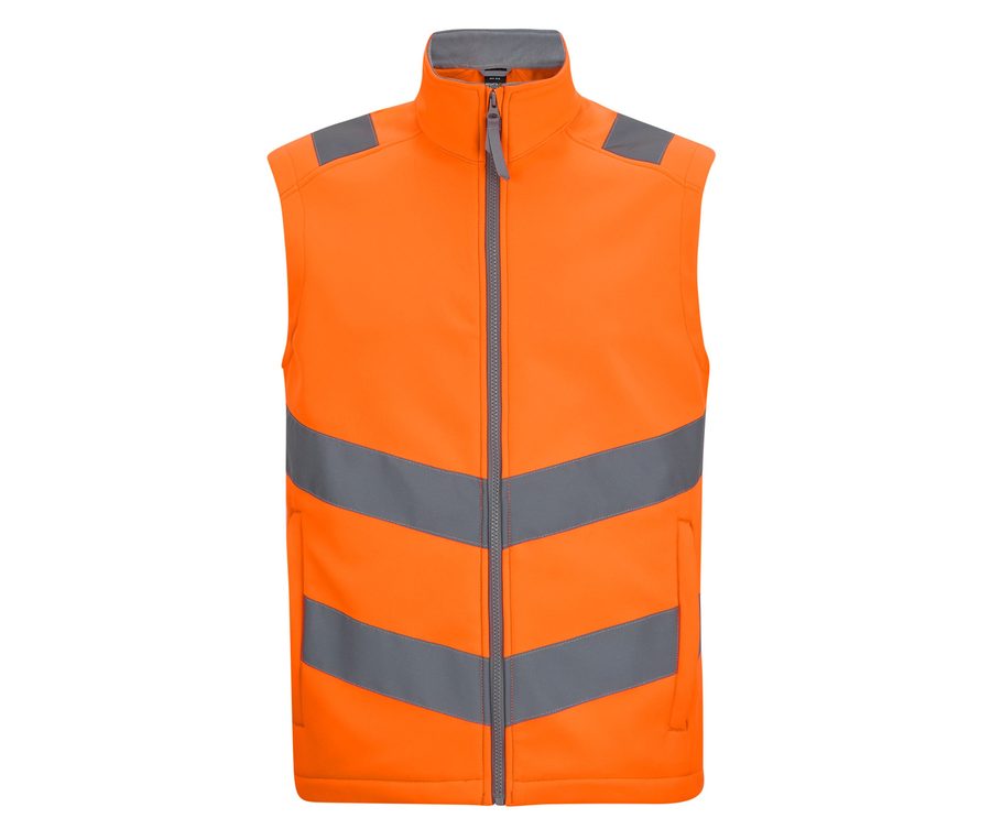 HI-VIS PRO CONTRACT ABLAZE SOFTSHELL BODYWARMER — Farbe ORANGE