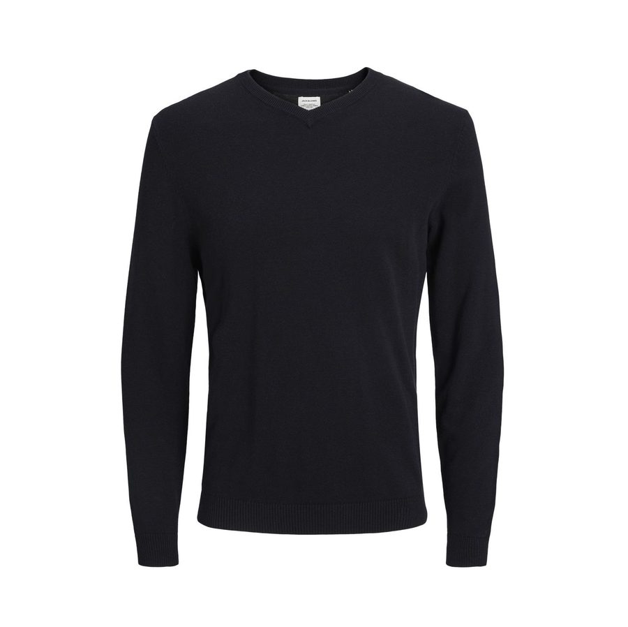 BASIC KNIT V-NECK — Farbe BLACK