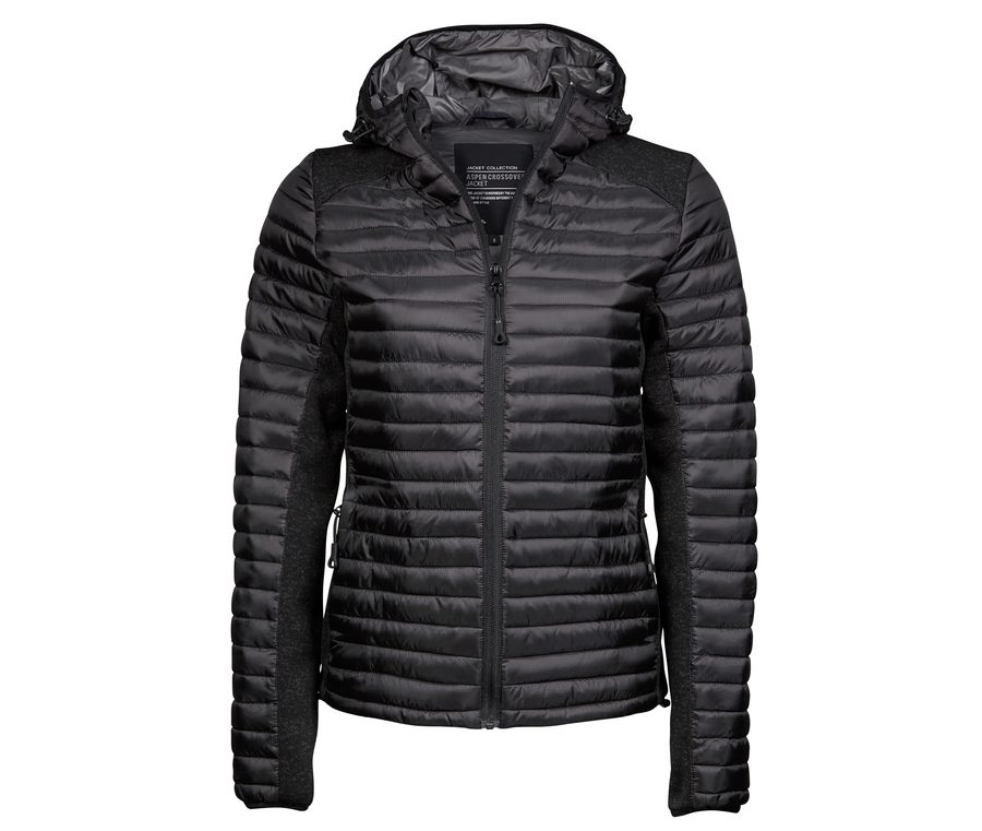LADIES HOODED OUTDOOR CROSSOVER — Farbe BLACK/BLACK MELANGE