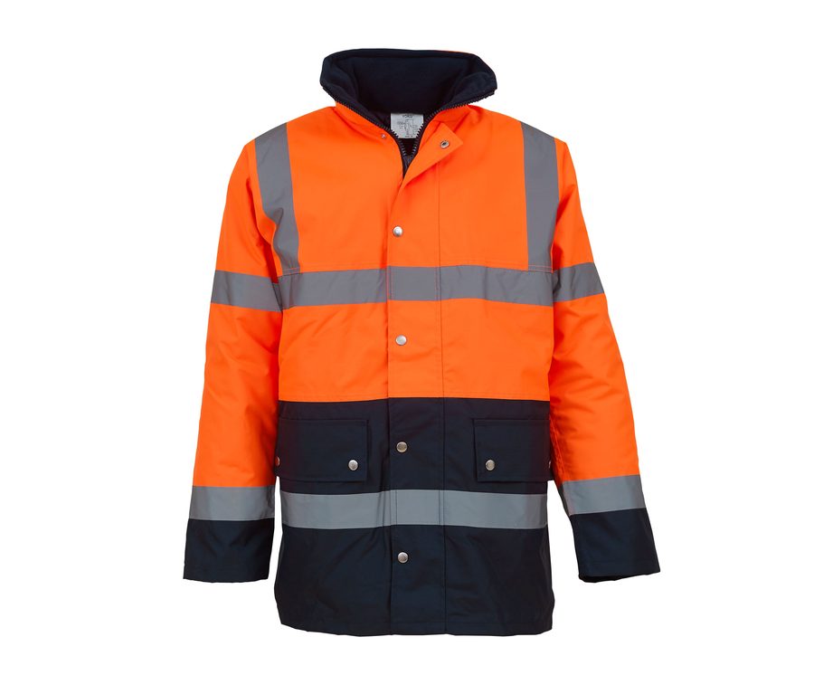 HI-VIS TWO-TONE MOTORWAY JACKET — Farbe HI VIS ORANGE/NAVY