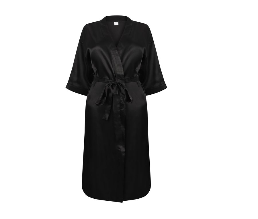 LADIES SATIN ROBE — Farbe BLACK