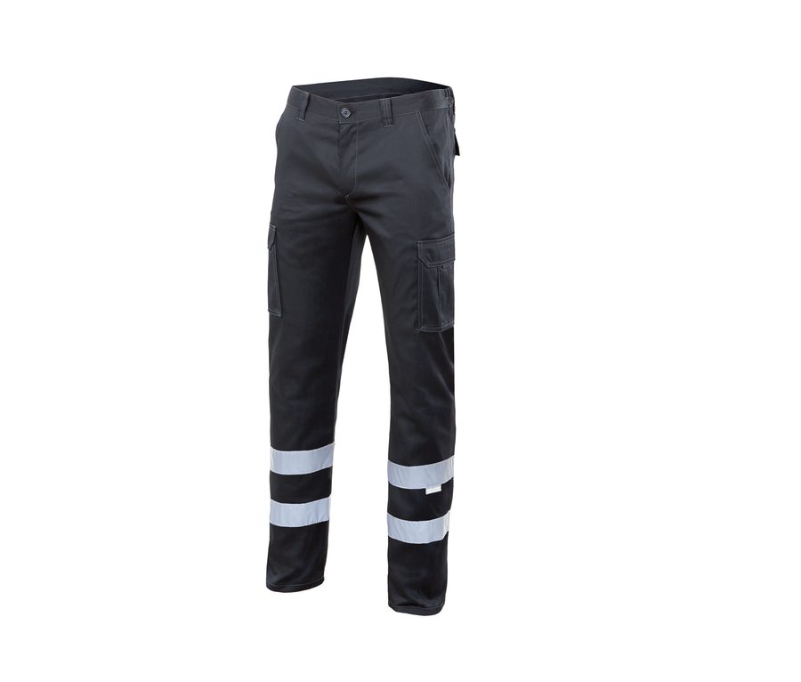 MULTI-POCKET STRETCH TROUSERS WITH REFLECTIVE TAPE — Farbe BLACK