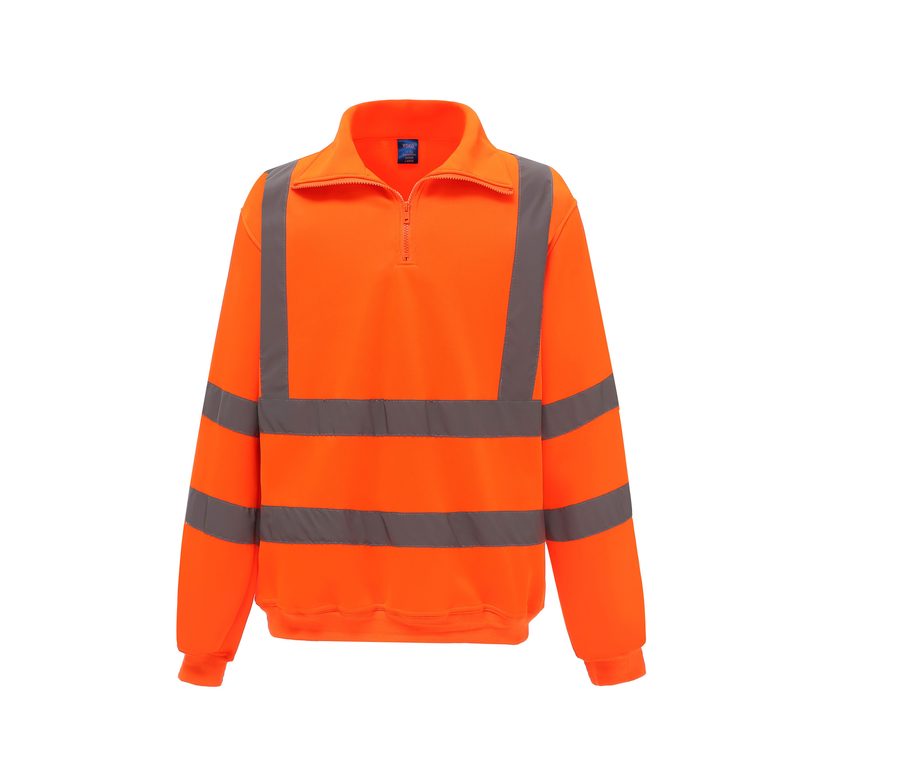 HI-VIS 1/4 ZIP SWEATSHIRT — Farbe HI VIS ORANGE