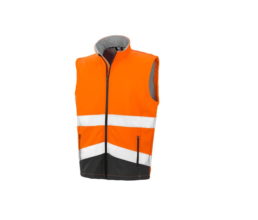 PRINTABLE SAFETY SOFTSHELL GILET — Farbe FLUORESCENT ORANGE/BLACK