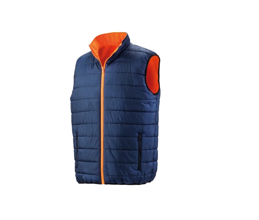 REVERSIBLE SOFT PADDED SAFETY GILET — Farbe FLUORESCENT ORANGE/NAVY