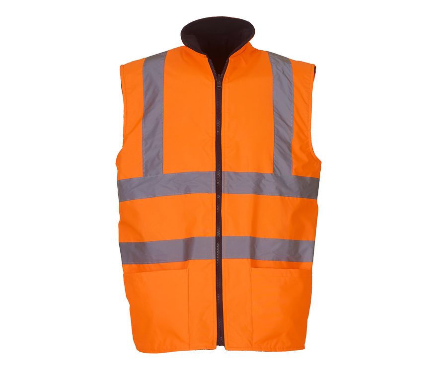HI-VIS REVERSIBLE FLEECE BODYWARMER — Farbe HI VIS ORANGE