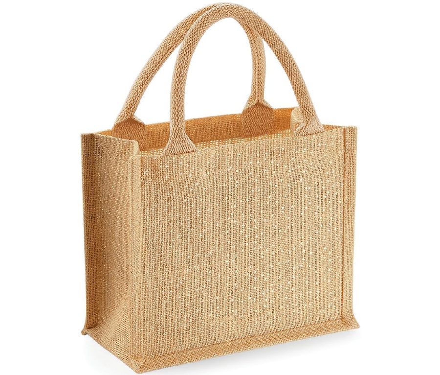 SHIMMER JUTE MINI GIFT BAG — Farbe NATURAL/GOLD