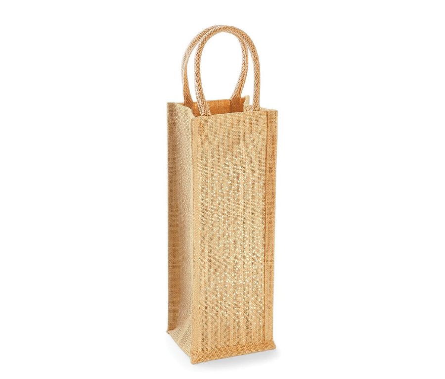 SHIMMER JUTE BOTTLE BAG — Farbe NATURAL/GOLD
