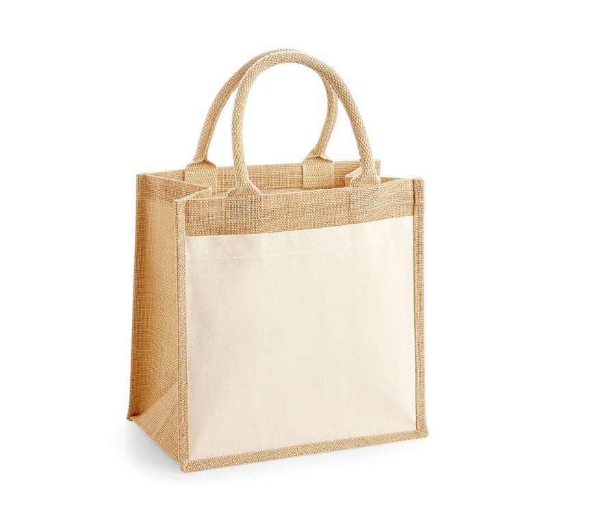 COTTON POCKET JUTE MIDI TOTE — Farbe NATURAL