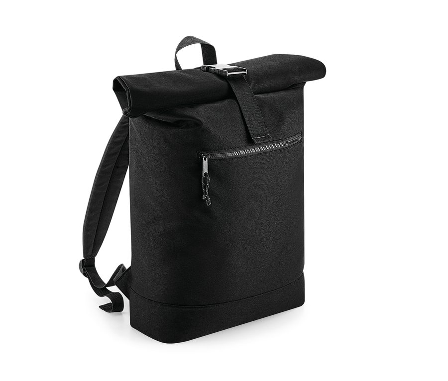 RECYCLED ROLL-TOP BACKPACK — Farbe BLACK