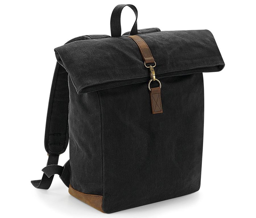 HERITAGE WAXED CANVAS BACKPACK — Farbe BLACK
