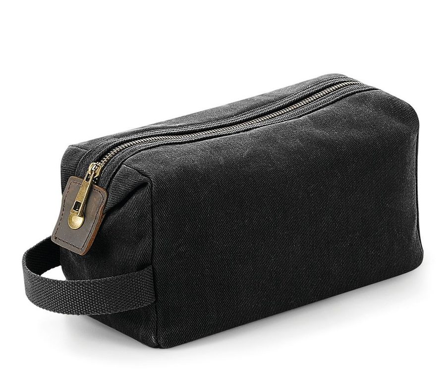 HERITAGE WAXED CANVAS WASH BAG — Farbe BLACK