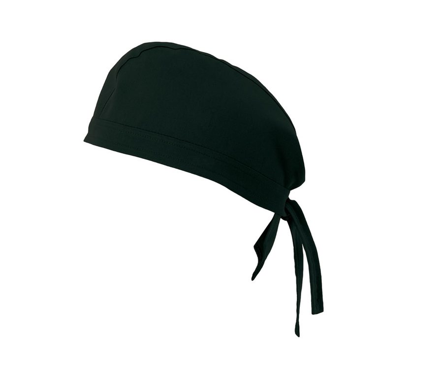 KITCHEN HAT WITH TIES — Farbe BLACK