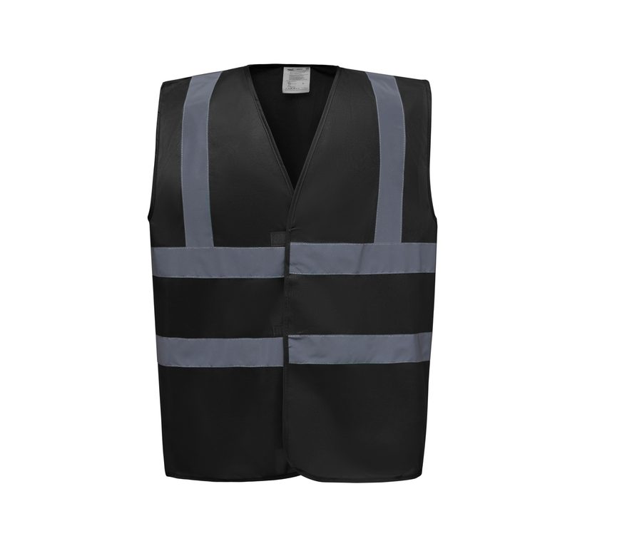 HI-VIS 2-BAND AND BRACES WAISTCOAT — Farbe BLACK