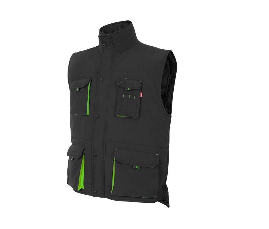 TWO-TONE MULTI-POCKET PADDED VEST — Farbe BLACK/LIME