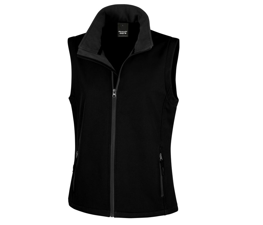 WOMENS PRINTABLE SOFTSHELL BODYWARMER — Farbe BLACK/BLACK