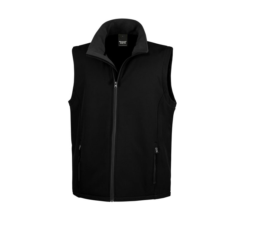 MENS PRINTABLE SOFTSHELL BODYWARMER — Farbe BLACK/BLACK