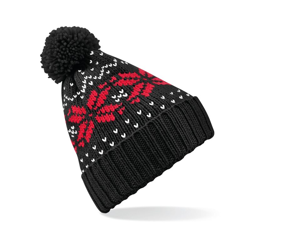FAIR ISLE SNOWSTAR® BEANIE — Farbe BLACK/CLASSIC RED/WHITE