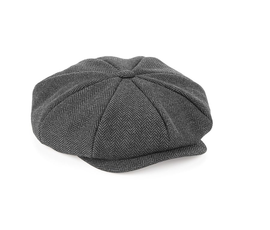 HERITAGE BAKER BOY CAP — Farbe CHARCOAL HERRINGBONE