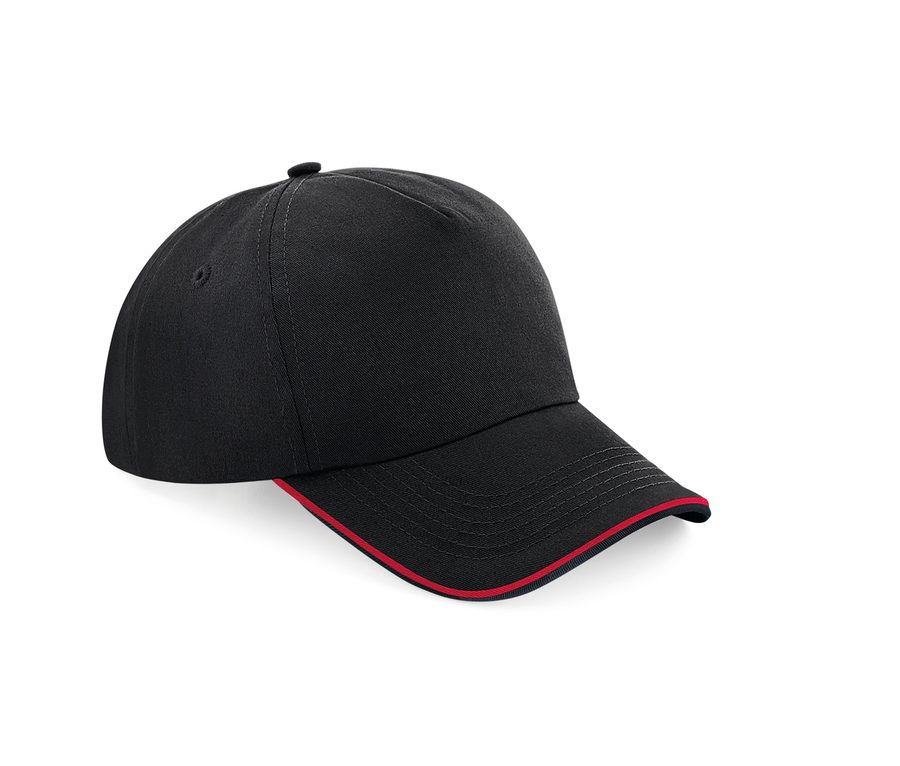 AUTHENTIC 5 PANEL CAP - PIPED PEAK — Farbe BLACK/CLASSIC RED