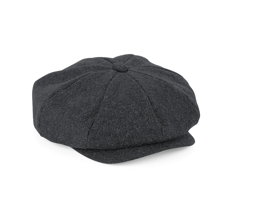MELTON WOOL BAKER BOY CAP — Farbe CHARCOAL MARL