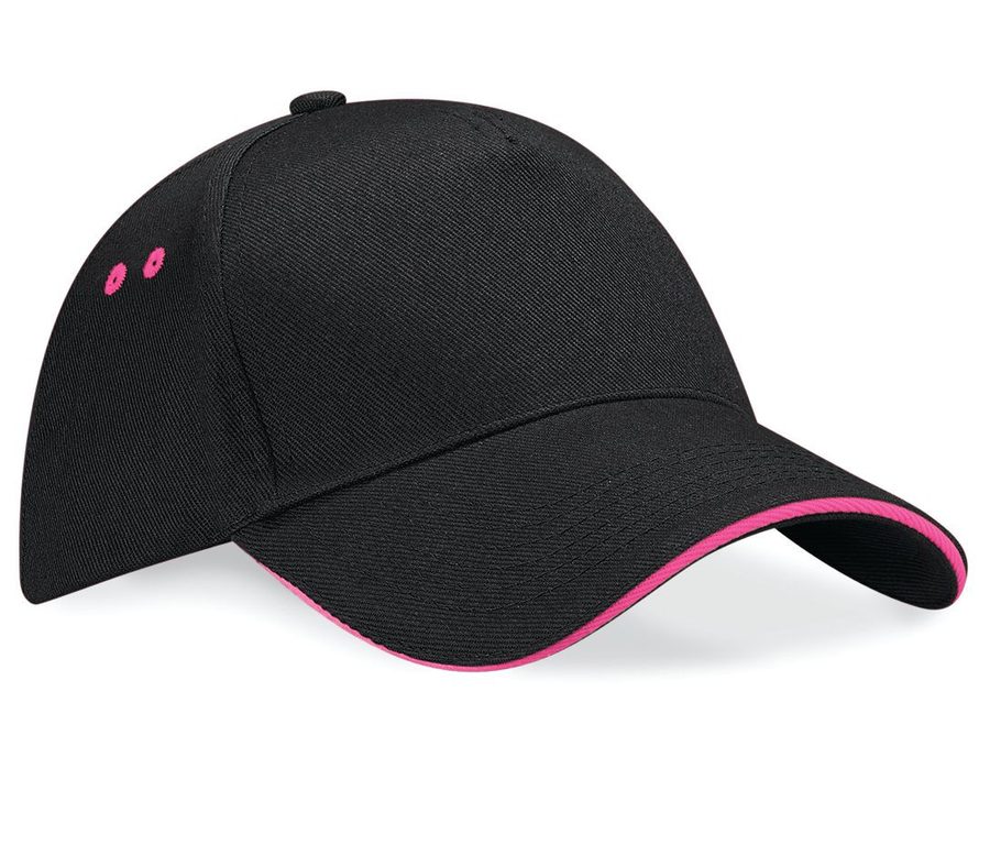 ULTIMATE 5 PANEL CAP-SANDWICH PEAK — Farbe BLACK/FUCHSIA