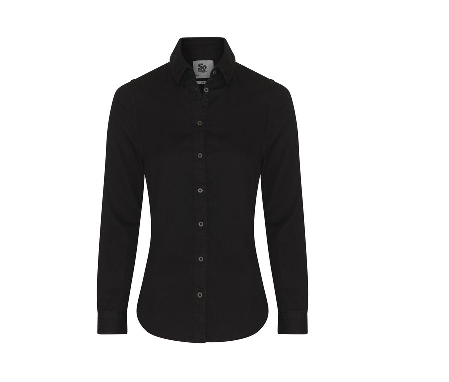 LUCY DENIM SHIRT — Farbe BLACK