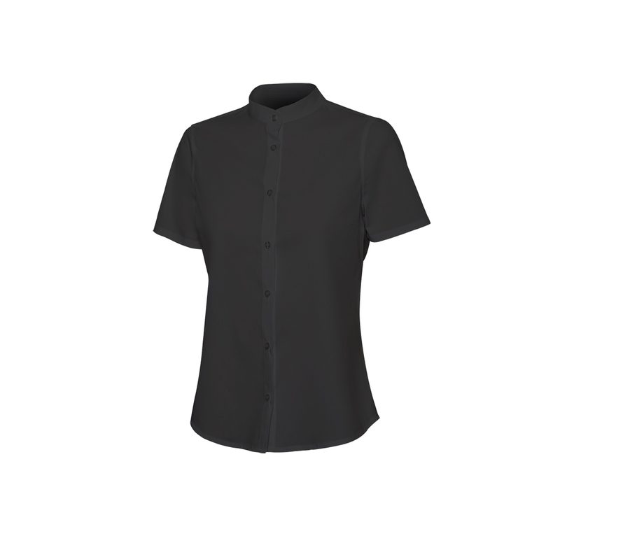 WOMEN'S SHORT-SLEEVE STRETCH SHIRT — Farbe BLACK