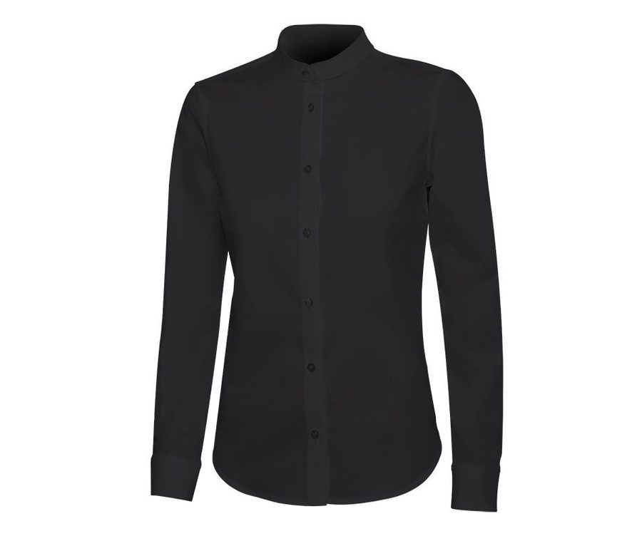 WOMEN'S LONG-SLEEVE STRETCH SHIRT — Farbe BLACK