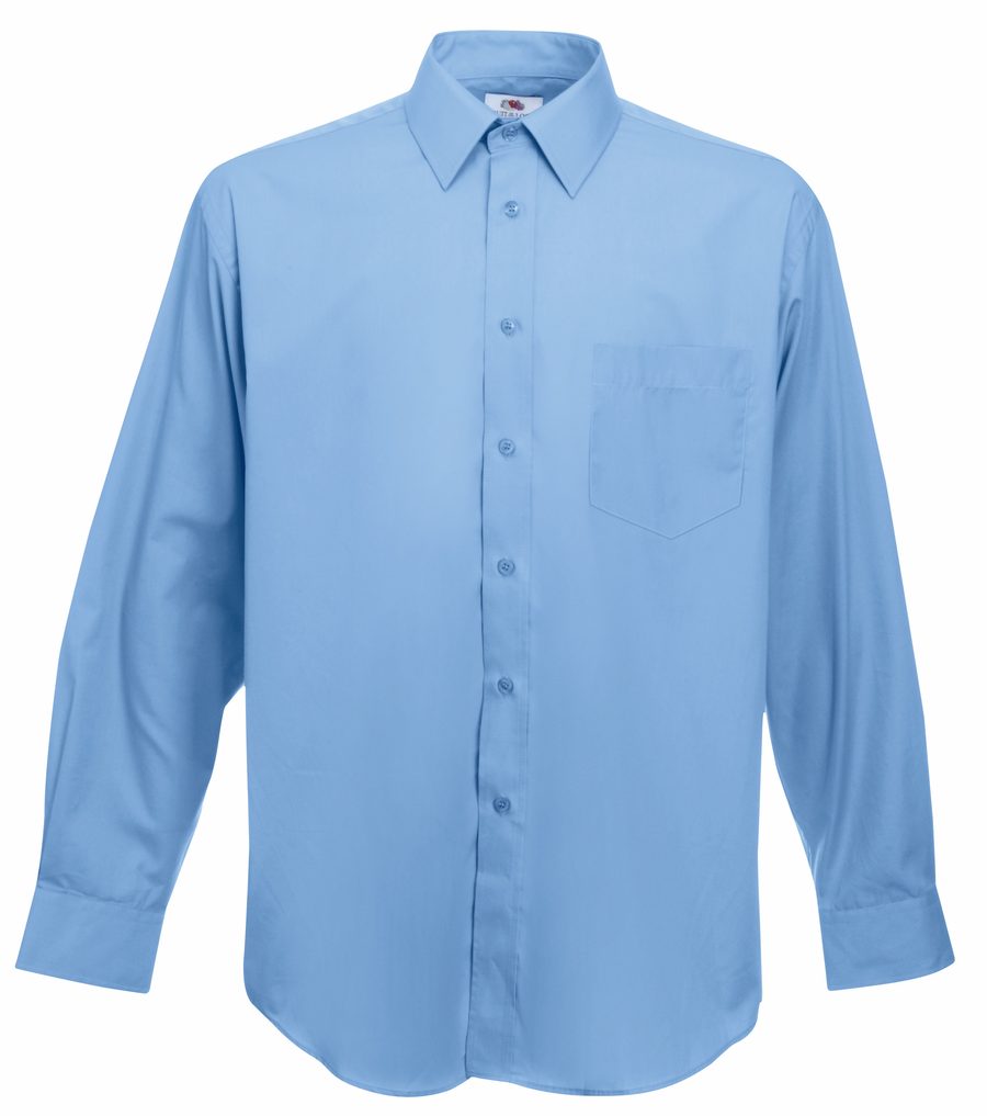 LONG SLEEVE POPLIN SHIRT — Farbe MID BLUE