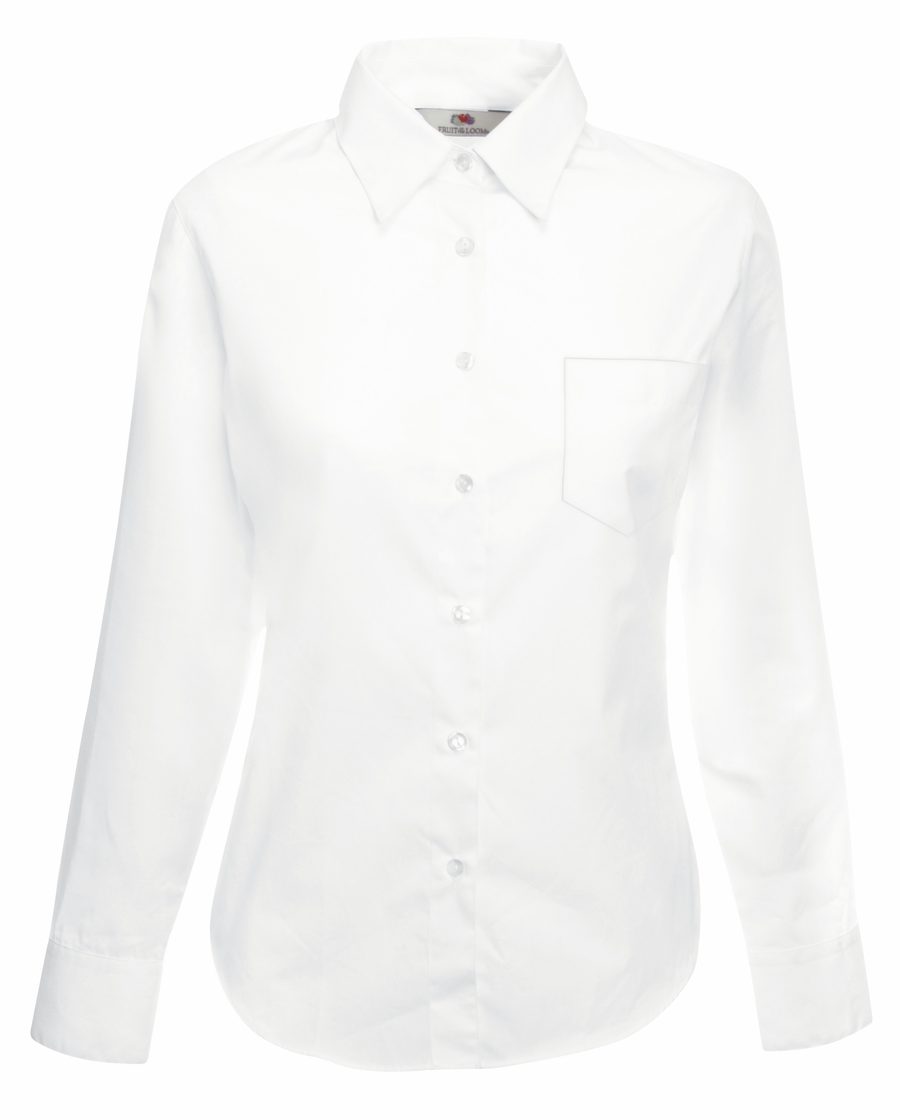 LADIES LONG SLEEVE POPLIN SHIRT — Farbe WHITE