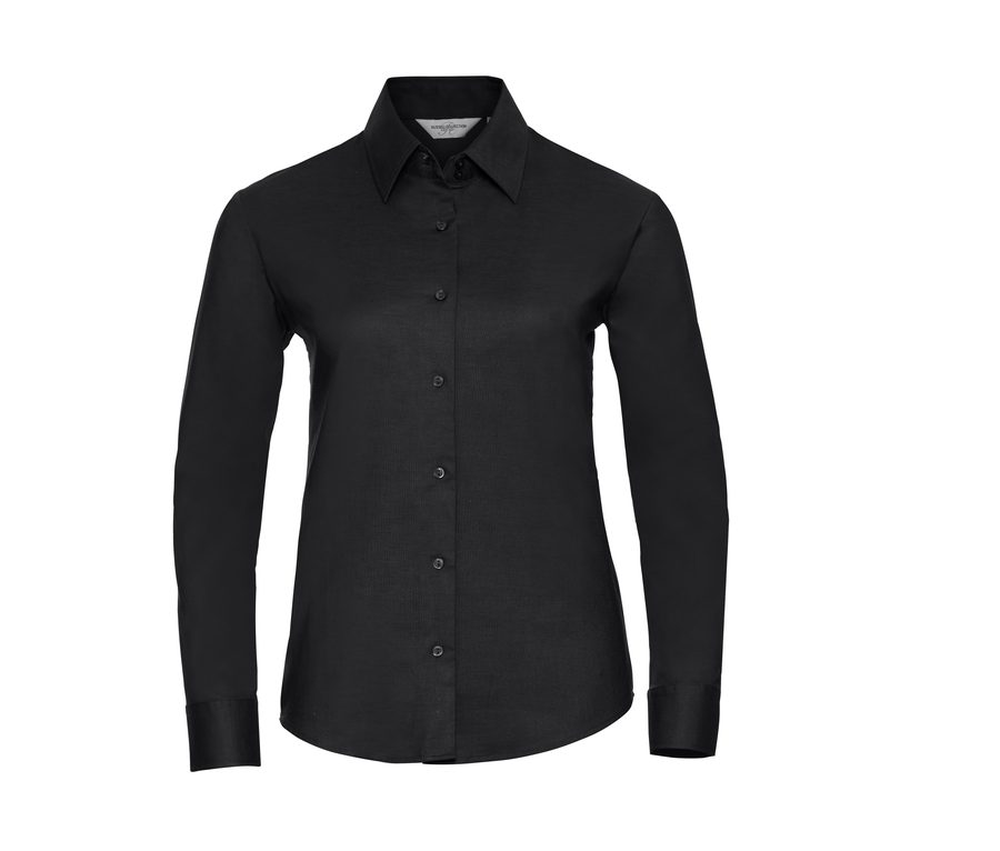 LADIES' LONG SLEEVE TAILORED OXFORD SHIRT — Farbe BLACK