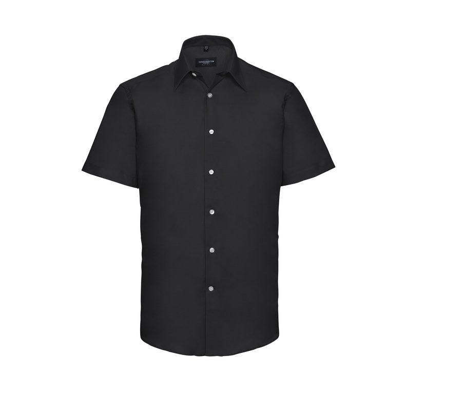 MEN'S SHORT SLEEVE TAILORED OXFORD SHIRT — Farbe BLACK