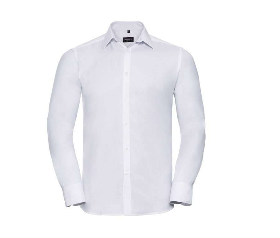 MEN'S LONG SLEEVE TAILORED HERRINGBONE SHIRT — Farbe WHITE
