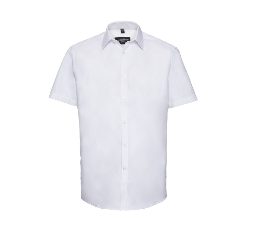MEN'S SHORT SLEEVE TAILORED HERRINGBONE SHIRT — Farbe WHITE